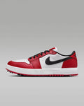 nike mens low top shoes Air Jordan 1 Low Golf White Varsity Red and Black Sneakers