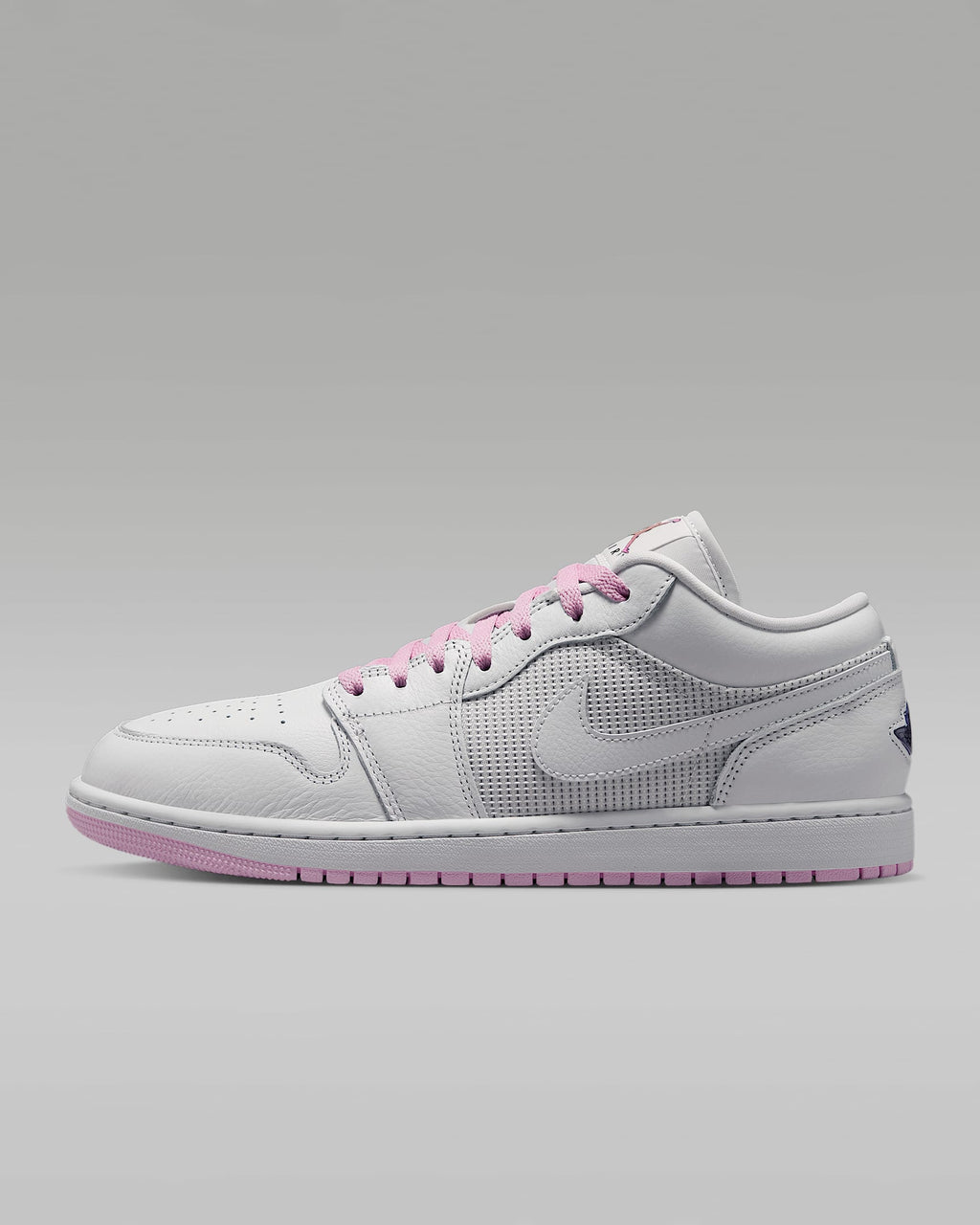 nike mens low top shoes Air Jordan 1 Low White Pink Mixed-Material Sneakers