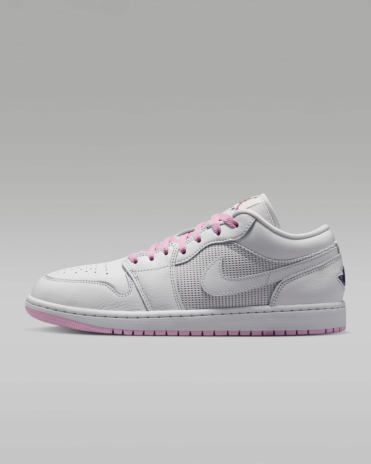 nike mens low top shoes Air Jordan 1 Low White Pink Mixed-Material Sneakers