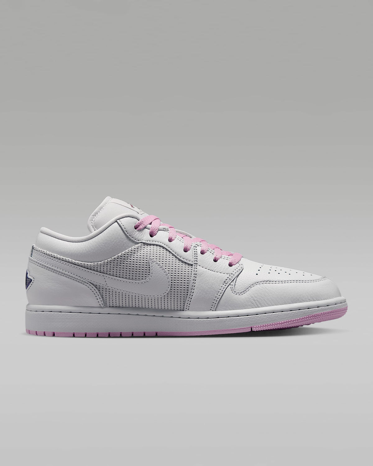 nike mens low top shoes Air Jordan 1 Low White Pink Mixed-Material Sneakers