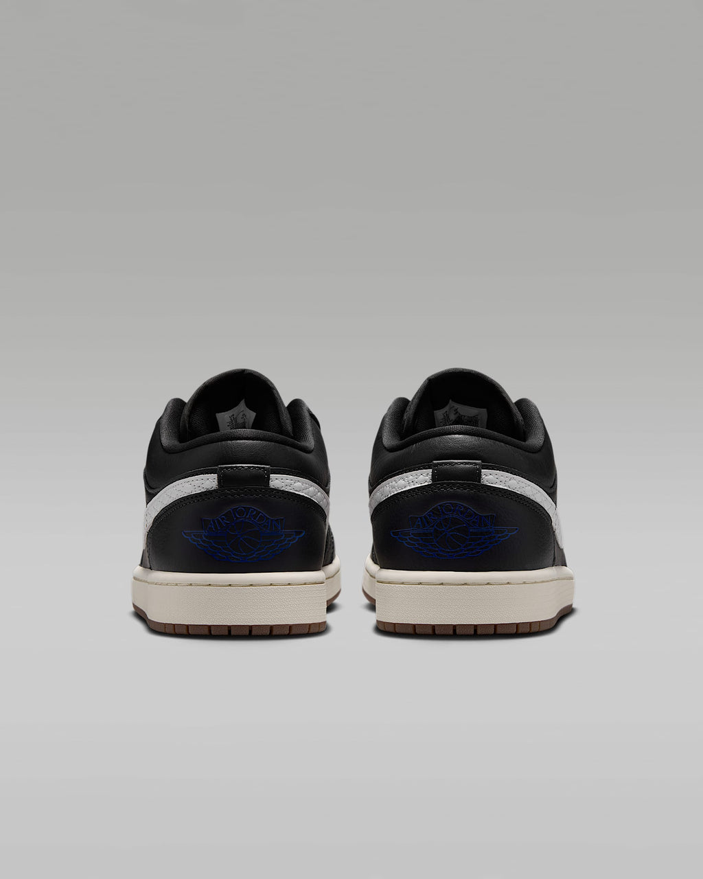 nike mens low top shoes Air Jordan 1 Low Black White Quilted Swoosh Gum Outsole Leather Sneakers