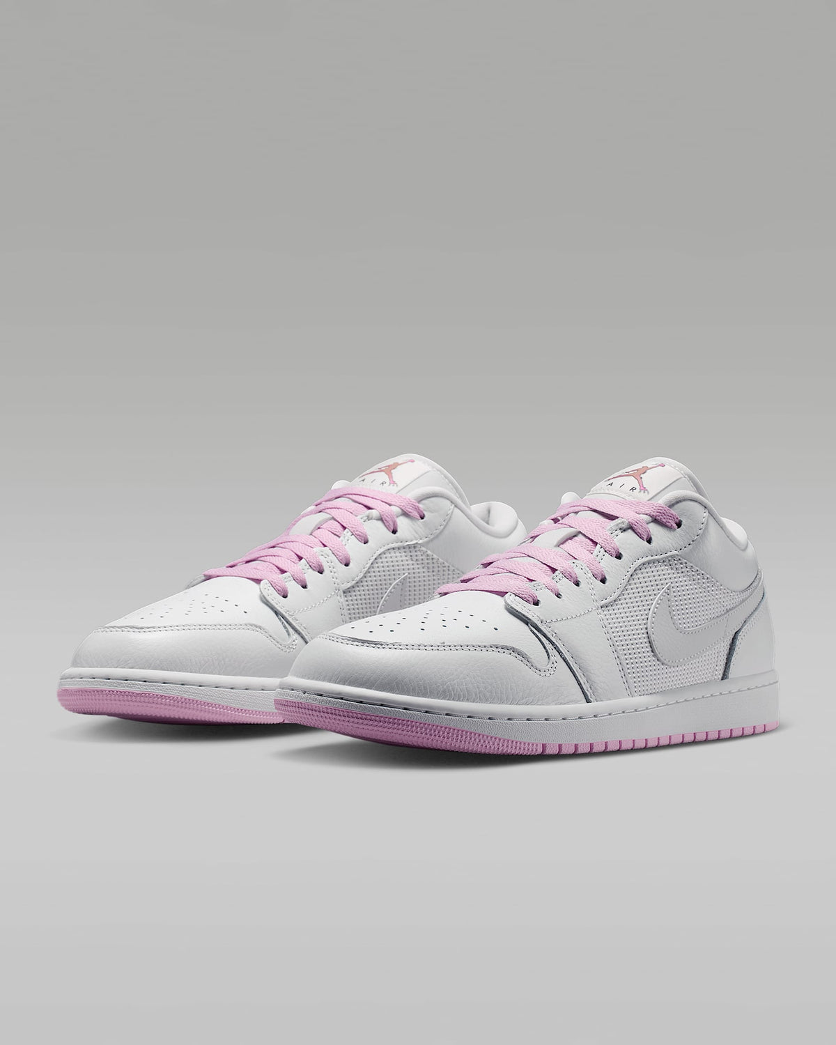 nike mens low top shoes Air Jordan 1 Low White Pink Mixed-Material Sneakers