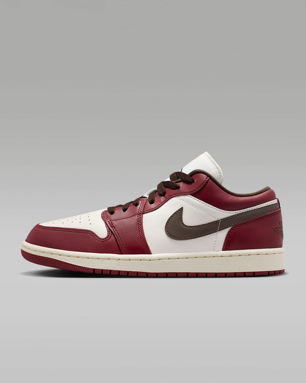 nike mens low top shoes Air Jordan 1 Low OG Sail Burgundy Dark Brown Swoosh Leather Sneakers