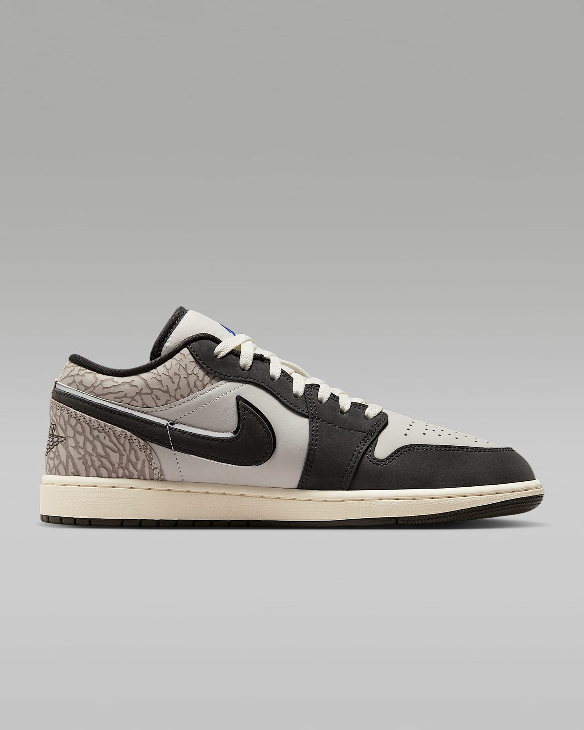 nike mens low top shoes Air Jordan 1 Low Sail Dark Grey Elephant Print Mixed-Material Sneakers