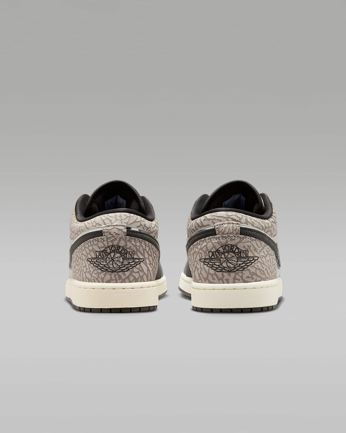 nike mens low top shoes Air Jordan 1 Low Sail Dark Grey Elephant Print Mixed-Material Sneakers