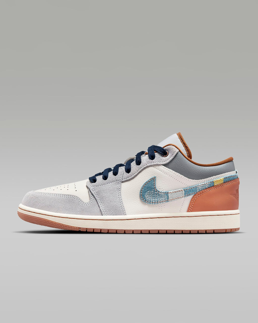 nike mens low top shoes Air Jordan 1 Low SE Sail Light Smoke Grey and Pecan Sneakers
