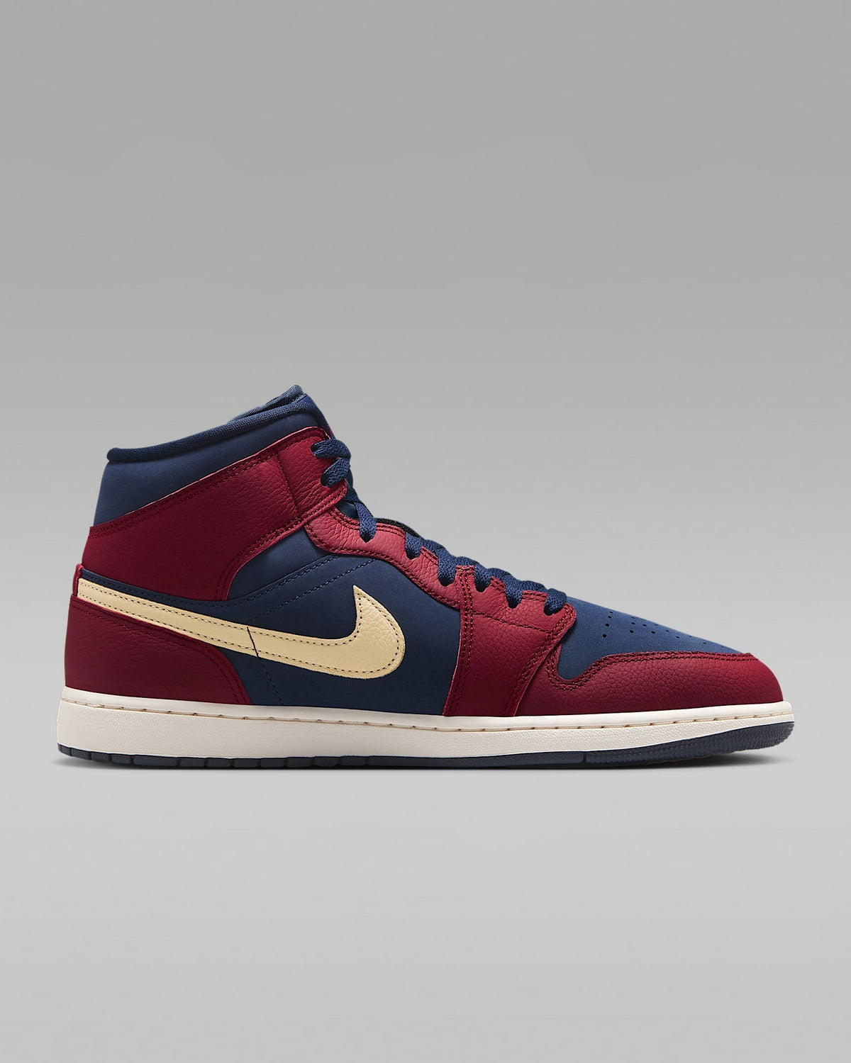 nike shoes for men Air Jordan 1 Mid OG Navy Red Cream Swoosh Leather Sneakers