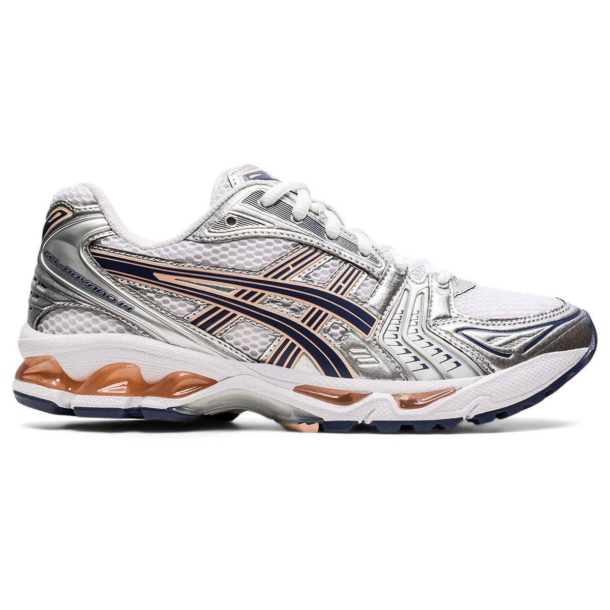 Asics  shoes  neutral running shoes mens  sneakers Gel-Kayano 14 White / Metallic Silver / Dark Navy