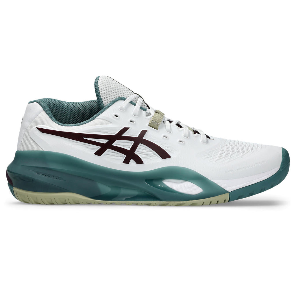 Asics womens shoes  neutral running shoes mens  sneakers Gel-Resolution – White/Burgundy/Teal Tennis Sneaker