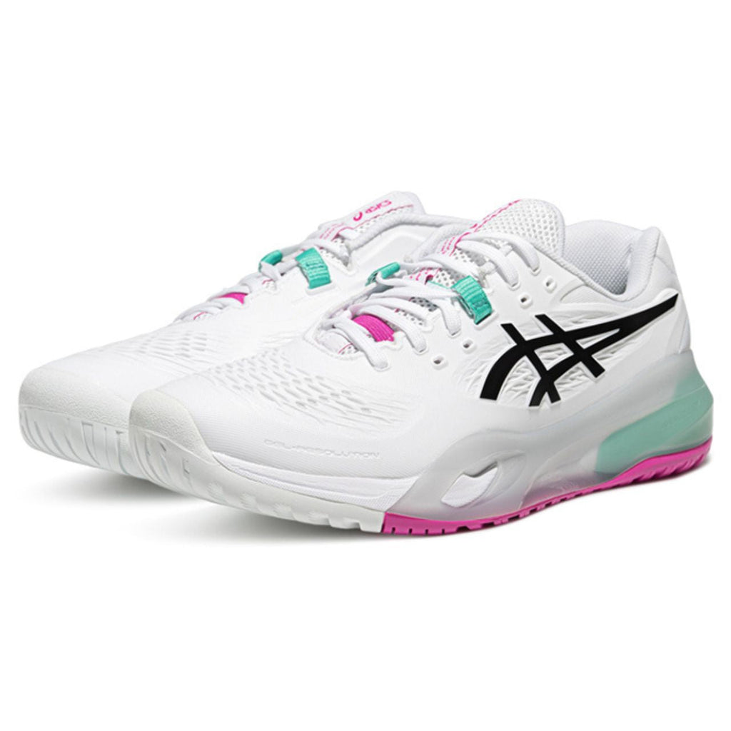 Asics womens shoes  neutral running shoes mens  sneakers Gel-Resolution – White/Black/Pink/Mint Tennis Sneaker