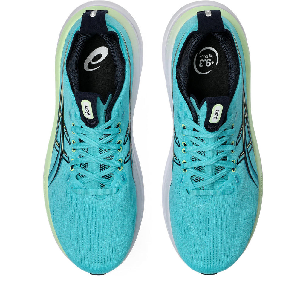 Asics womens shoes  neutral running shoes mens  sneakers  Gel-Nimbus 27 Turquoise / Lime Green / White