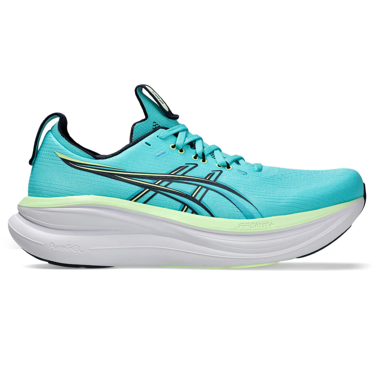 Asics womens shoes  neutral running shoes mens  sneakers  Gel-Nimbus 27 Turquoise / Lime Green / White