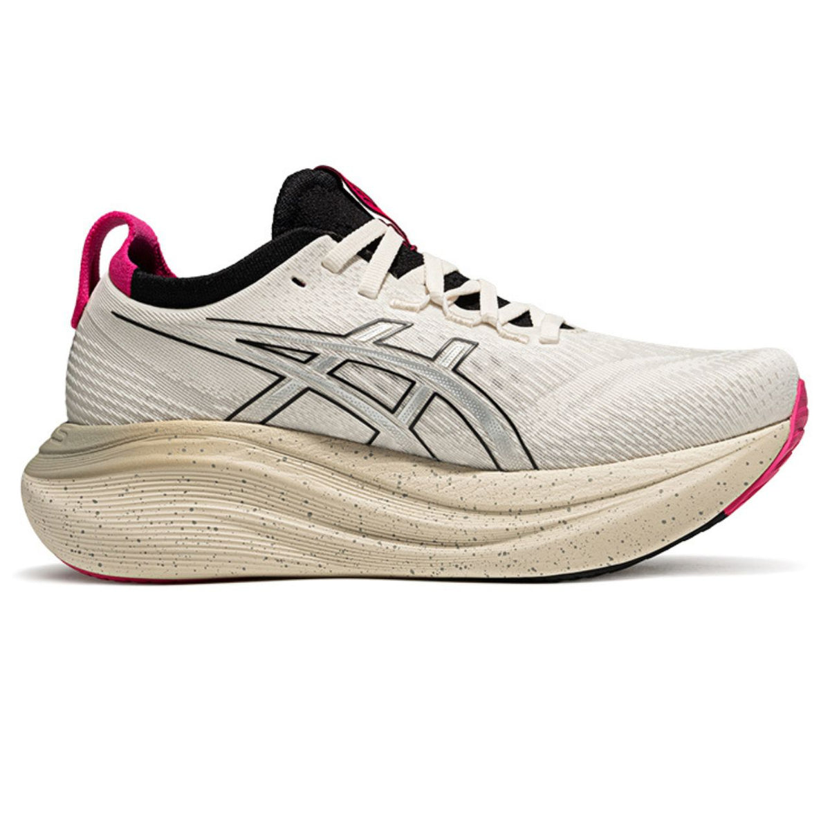 Asics womens shoes  neutral running shoes mens  sneakers Gel-Nimbus 27 Cream / Silver / Hot Pink