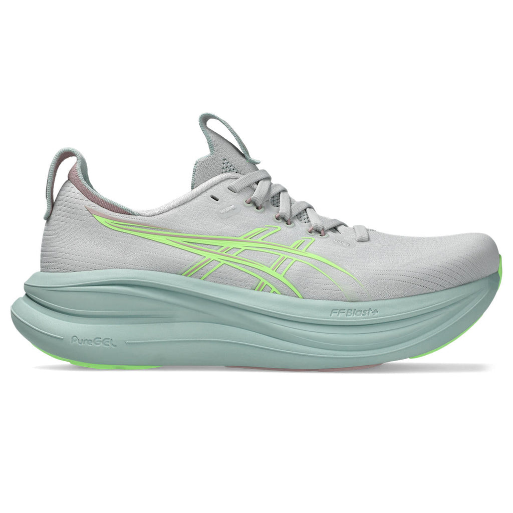 Asics womens shoes  neutral running shoes mens  sneakers Gel-Nimbus 27 Light Gray / Lime Green / Mint