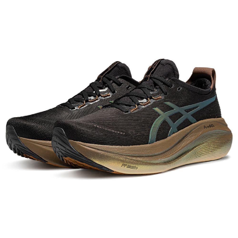Asics womens shoes  neutral running shoes mens  sneakers Gel-Nimbus 27 Black / Iridescent / Tan