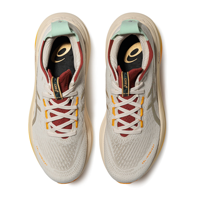 Asics womens shoes  neutral running shoes mens  sneakers Gel-Nimbus 27 Cream / Gold / Orange