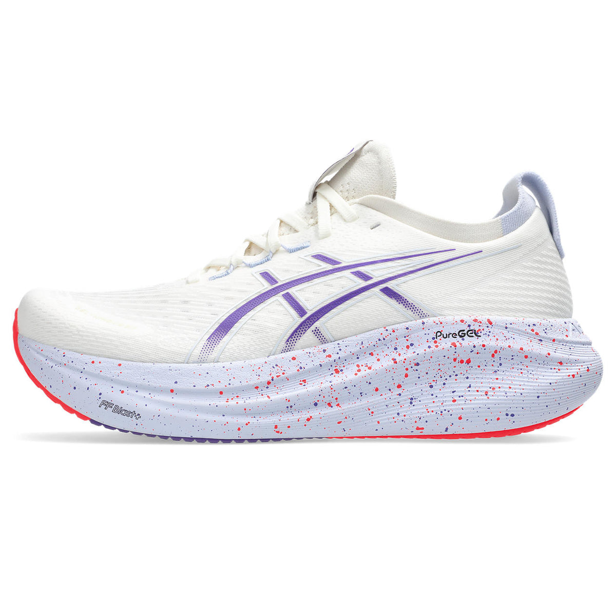 Asics womens shoes  neutral running shoes mens  sneakers Gel-Nimbus 27 White / Purple / Speckled