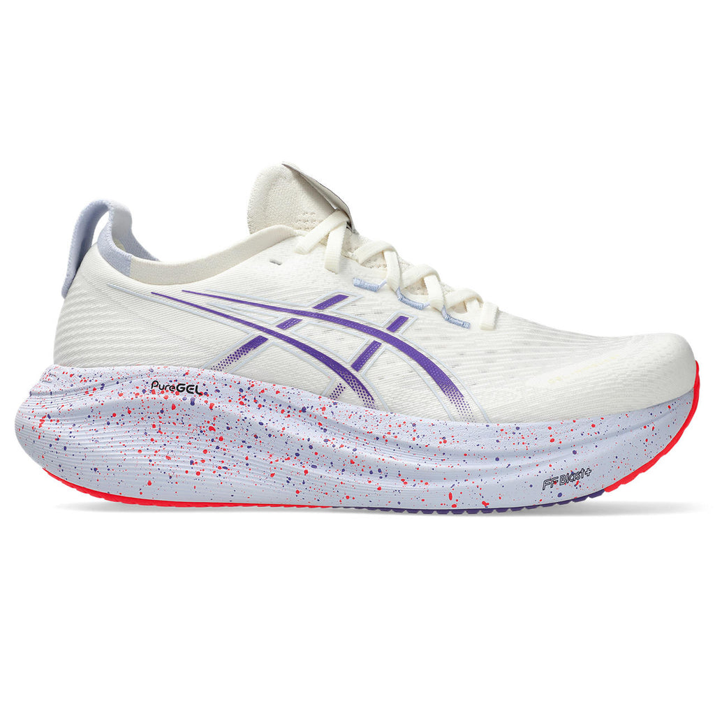 Asics womens shoes  neutral running shoes mens  sneakers Gel-Nimbus 27 White / Purple / Speckled