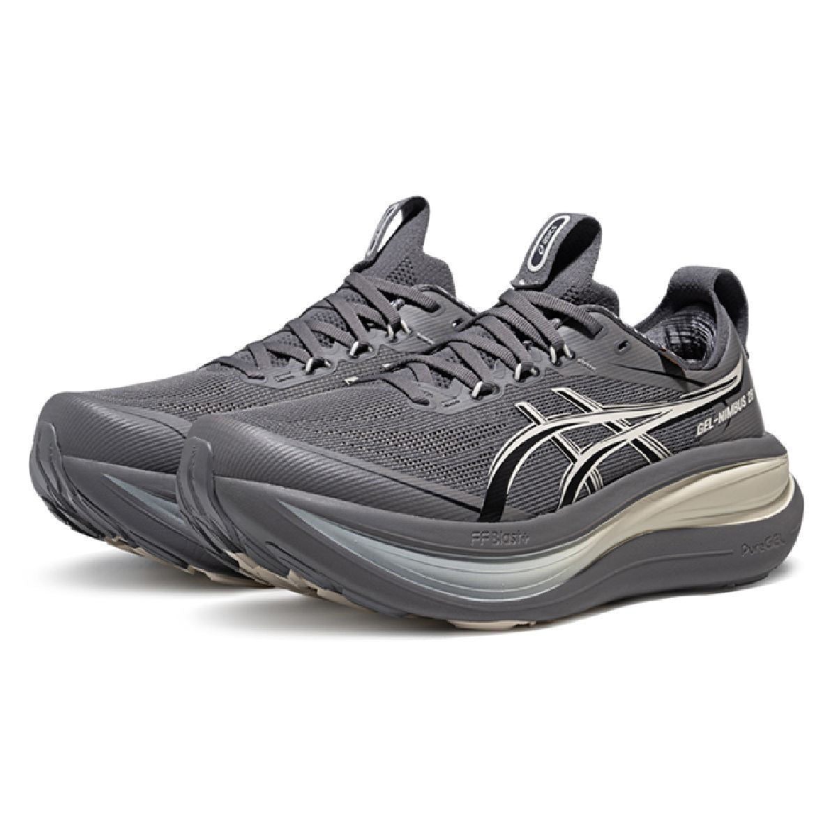 Asics womens shoes  neutral running shoes mens  sneakers  Gel-Nimbus 28 Charcoal Gray / Silver / Beige