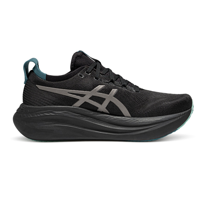 Asics womens shoes  neutral running shoes mens  sneakers Gel-Nimbus 27 Black / Metallic Silver / Teal