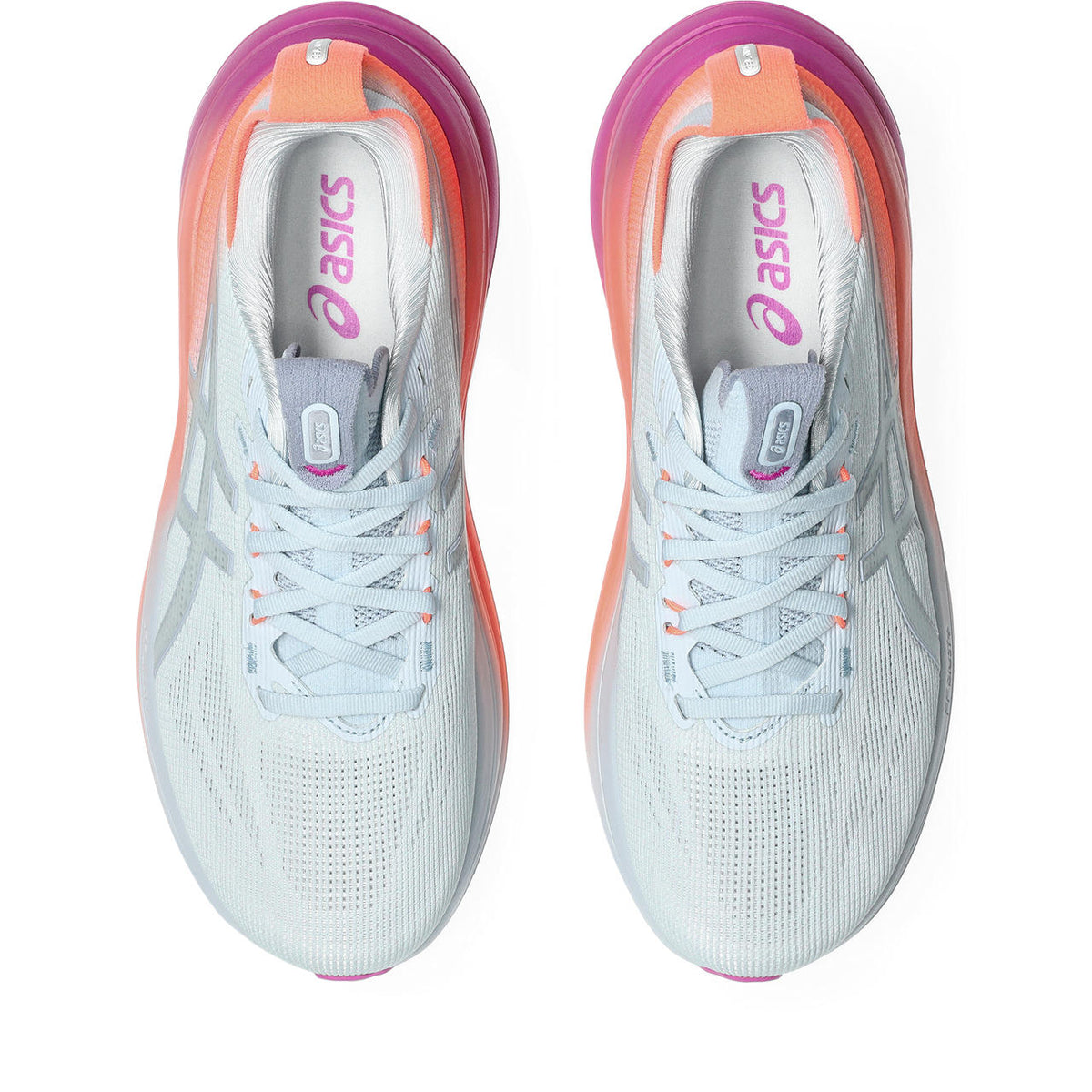 Asics womens shoes  neutral running shoes mens  sneakers  Gel-Nimbus 27 Light Blue / Orange / Purple Gradient