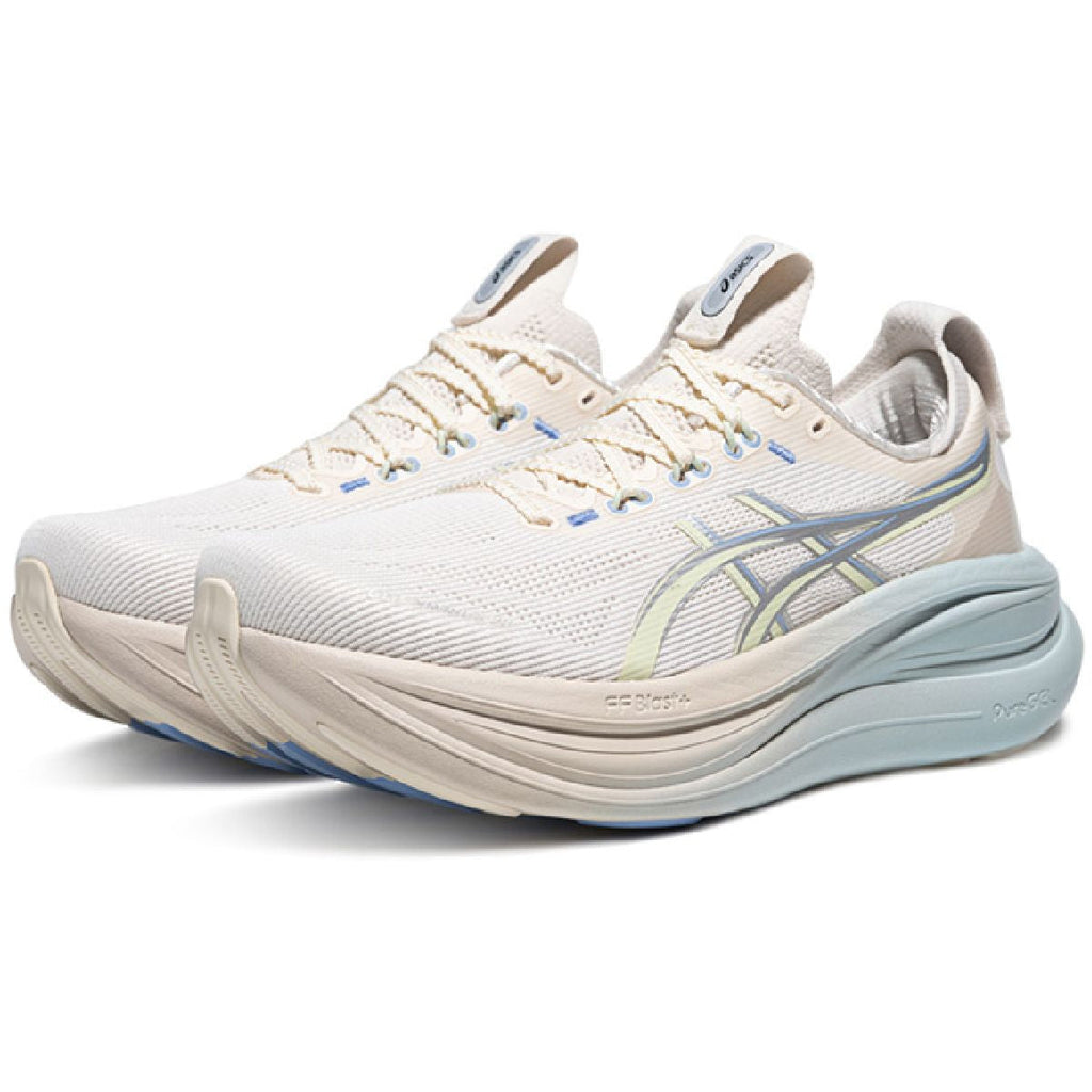 Asics womens shoes  neutral running shoes mens  sneakers Gel-Nimbus 28 Cream / Light Blue