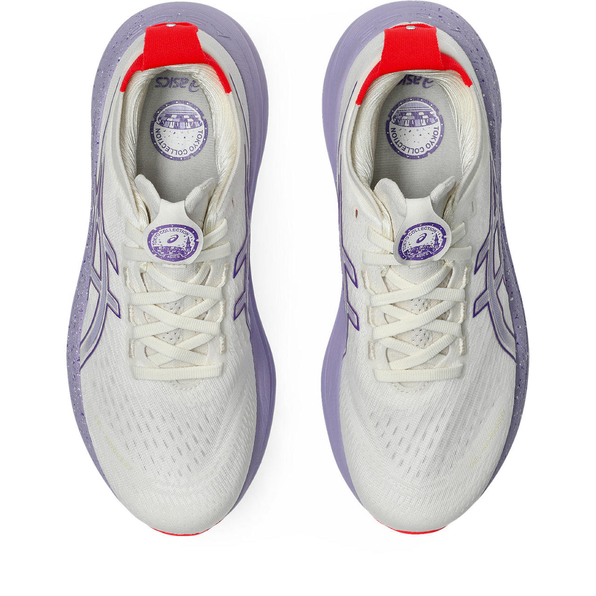 Asics womens shoes  neutral running shoes mens  sneakers  Gel-Nimbus 28 – White/Lavender/Red Running Shoe