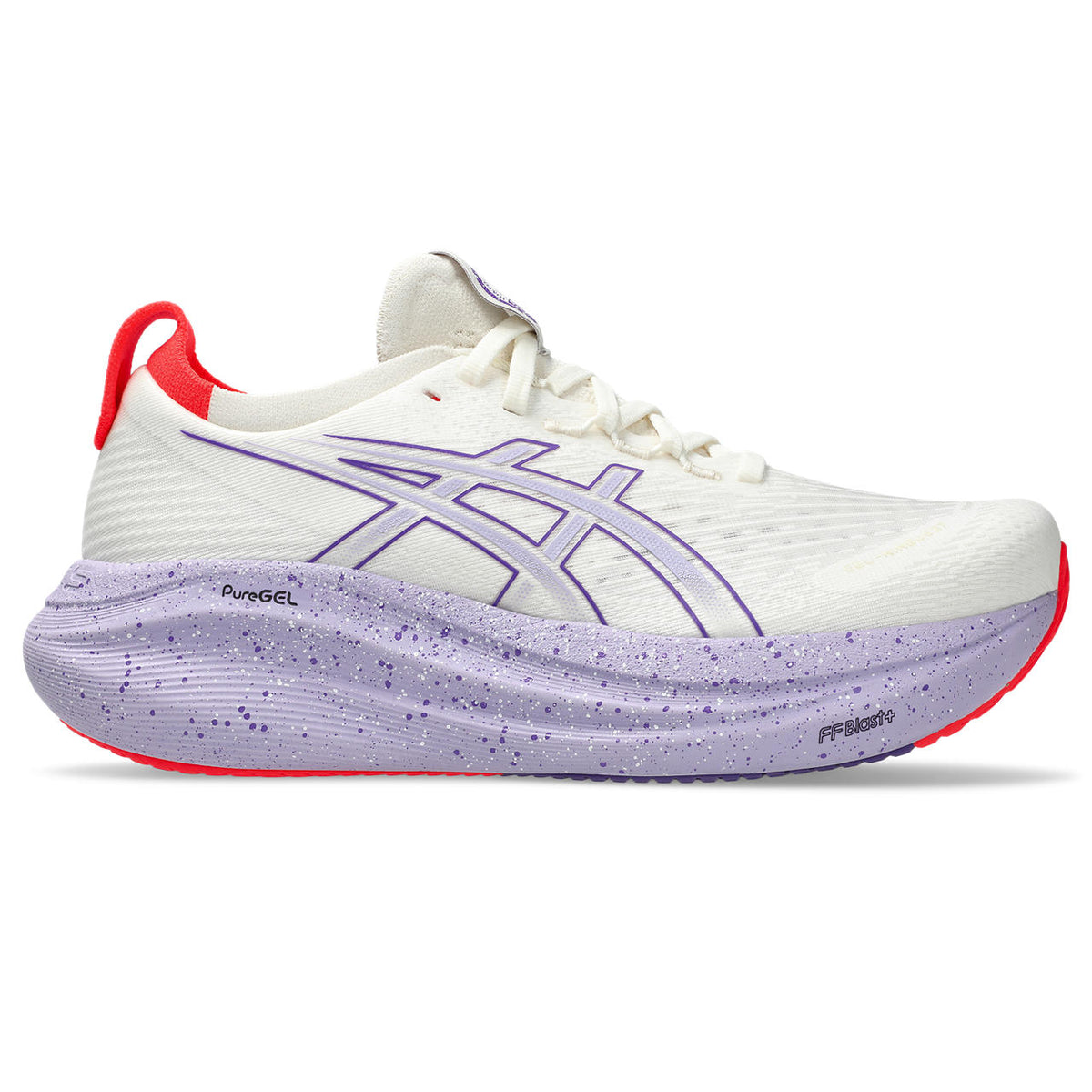 Asics womens shoes  neutral running shoes mens  sneakers  Gel-Nimbus 28 – White/Lavender/Red Running Shoe