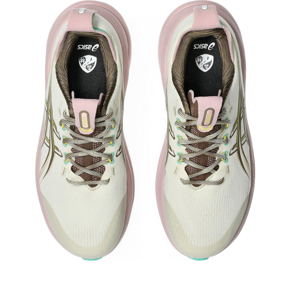 Asics womens shoes  neutral running shoes mens  sneakers  Gel-Nimbus 28 – Off-White/Brown/Pink Running Shoe