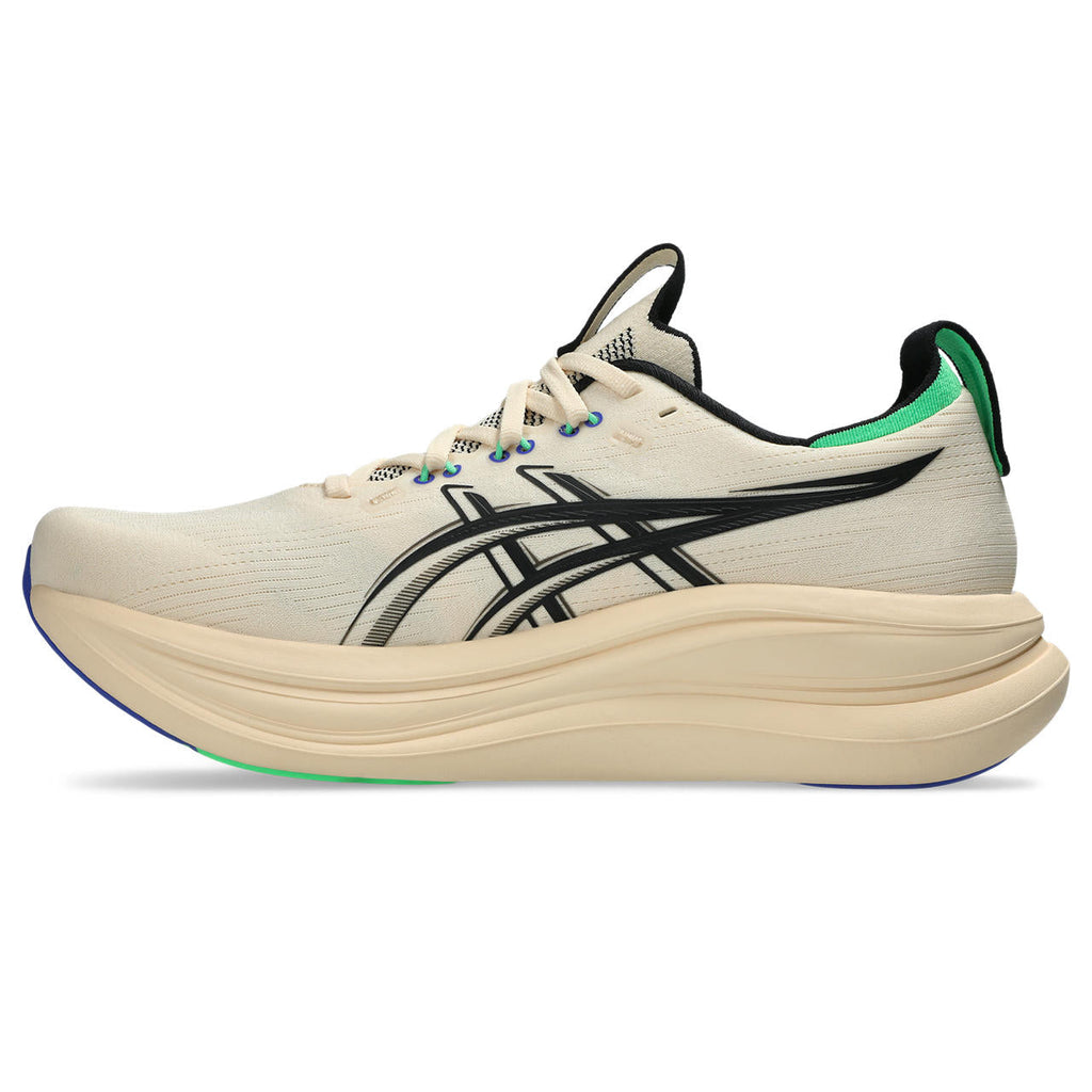 Asics womens shoes  neutral running shoes mens  sneakers Gel-Nimbus 28 – Cream/Black/Green Running Shoe
