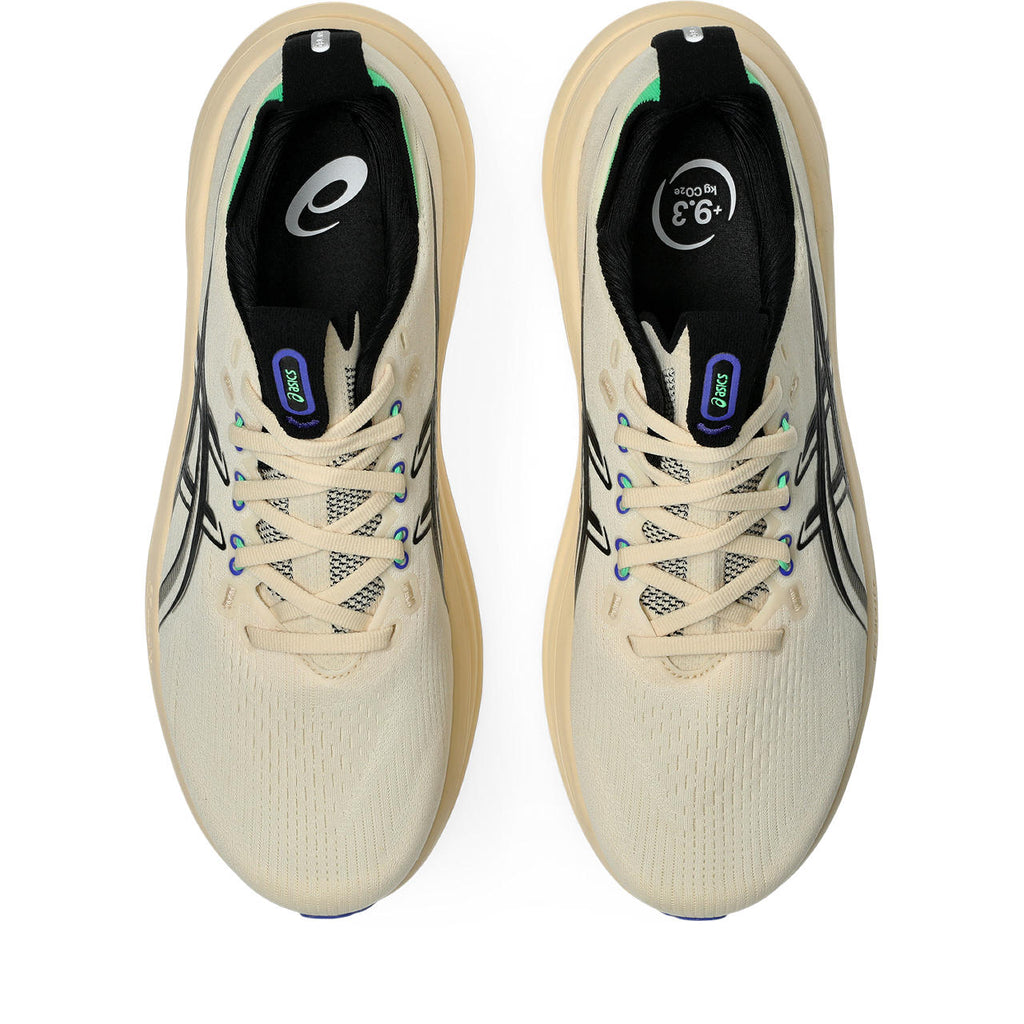 Asics womens shoes  neutral running shoes mens  sneakers Gel-Nimbus 28 – Cream/Black/Green Running Shoe