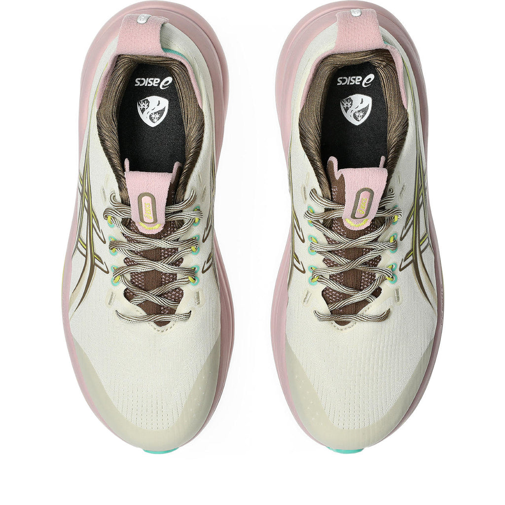 Asics womens shoes  neutral running shoes mens  sneakers Gel-Nimbus Off-White / Pink / Brown / Lime