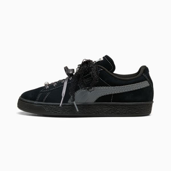 Puma Suede — Black / Lace Ribbon / Pearl puma shoes for men  womens shoes  roma shoes