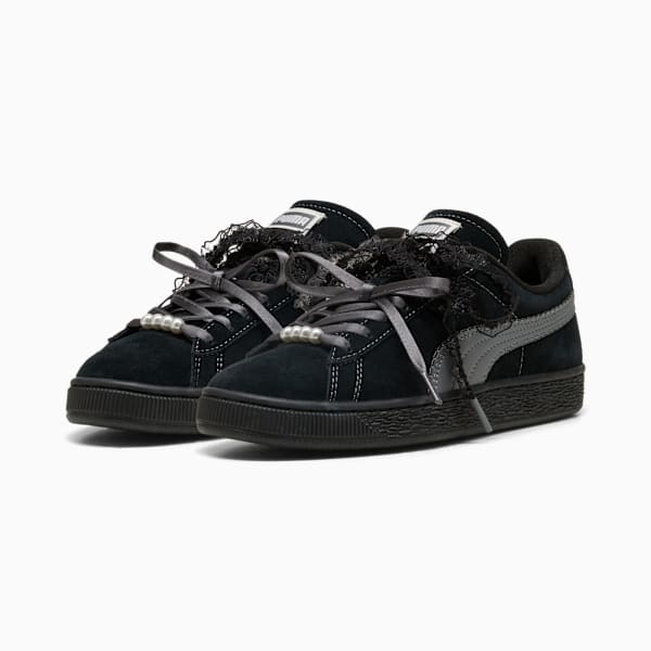 Puma Suede — Black / Lace Ribbon / Pearl puma shoes for men  womens shoes  roma shoes