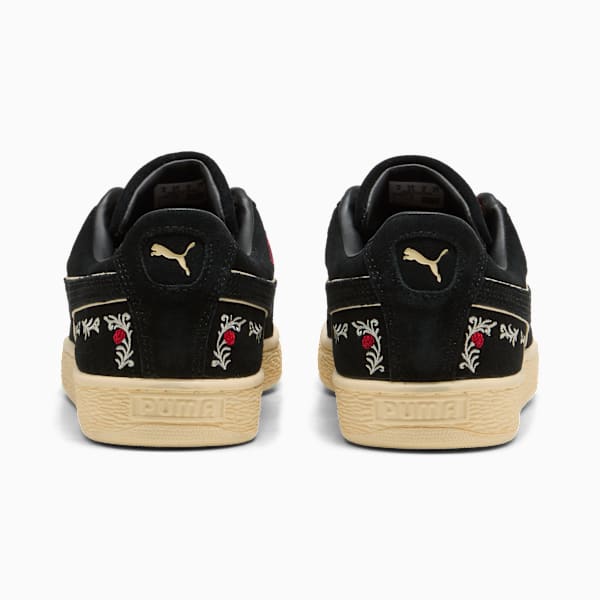 Puma Suede — Black / Floral Embroidery puma shoes for men  womens shoes  roma shoes