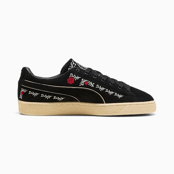 Puma Suede — Black / Floral Embroidery puma shoes for men  womens shoes  roma shoes