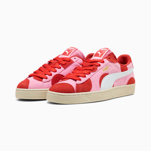 PUMA Suede Classic Pink-Red Polka Dot  puma shoes for men  womens shoes  roma shoes