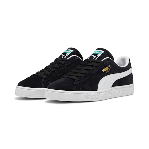 PUMA Suede Classic Black-White-Gold  puma shoes for men  womens shoes  roma shoes