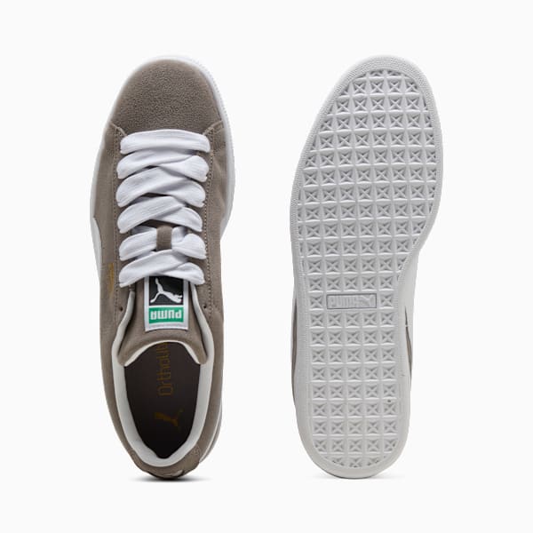PUMA Suede Classic Grey-White-Gold  puma shoes for men  womens shoes  roma shoes