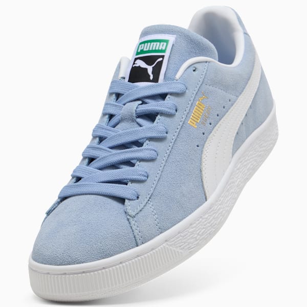 PUMA Suede Classic Light Blue-White-Gold  puma shoes for men  womens shoes  roma shoes