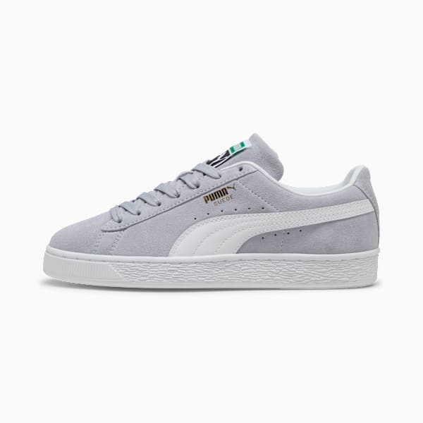 PUMA Suede Classic Light Gray-White-Gold puma shoes for men  womens shoes  roma shoes