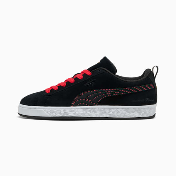 PUMA Suede Black-Red Stitching-White Sole puma shoes for men  womens shoes  roma shoes