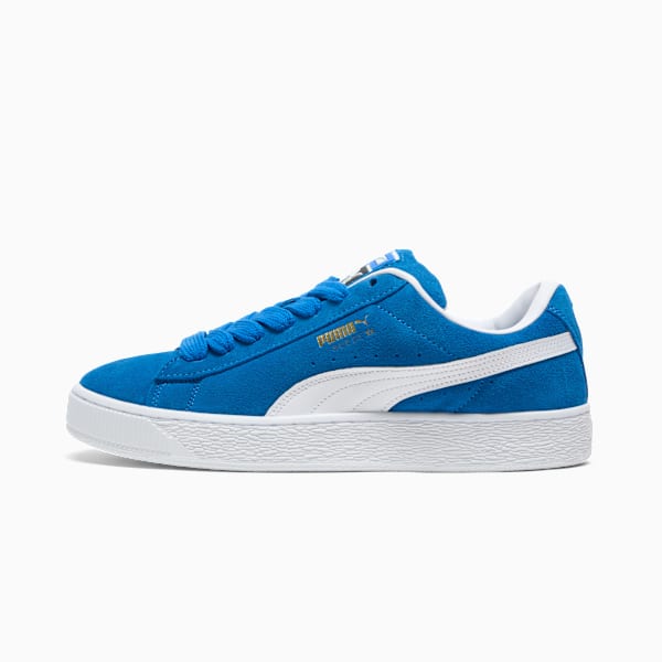 PUMA Suede XL Bright Blue-White-Gold puma shoes for men  womens shoes  roma shoes