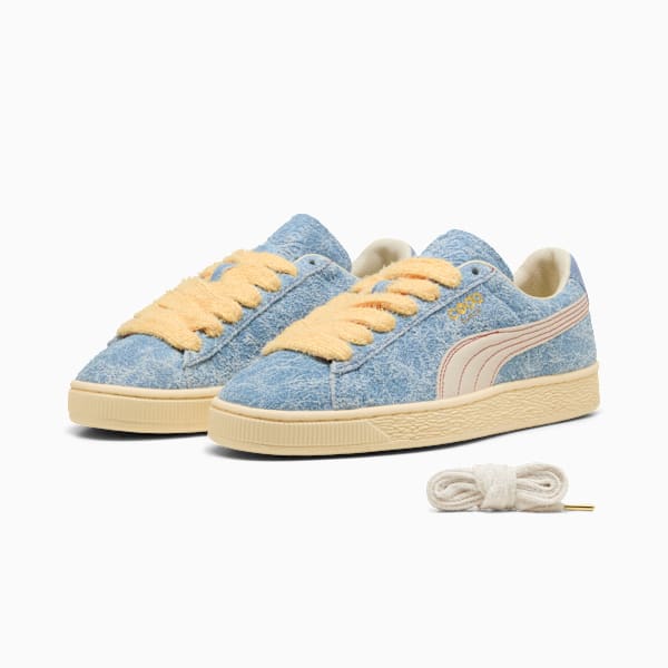 PUMA Suede Denim Blue-Vintage Cream-Gold puma shoes for men  womens shoes  roma shoes