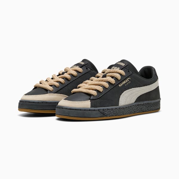 PUMA Suede x Nahmias Dark Grey-Beige-Thick Rope Laces-Gum Sole puma shoes for men  womens shoes  roma shoes