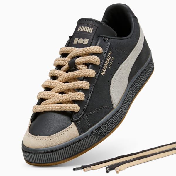 PUMA Suede x Nahmias Dark Grey-Beige-Thick Rope Laces-Gum Sole puma shoes for men  womens shoes  roma shoes