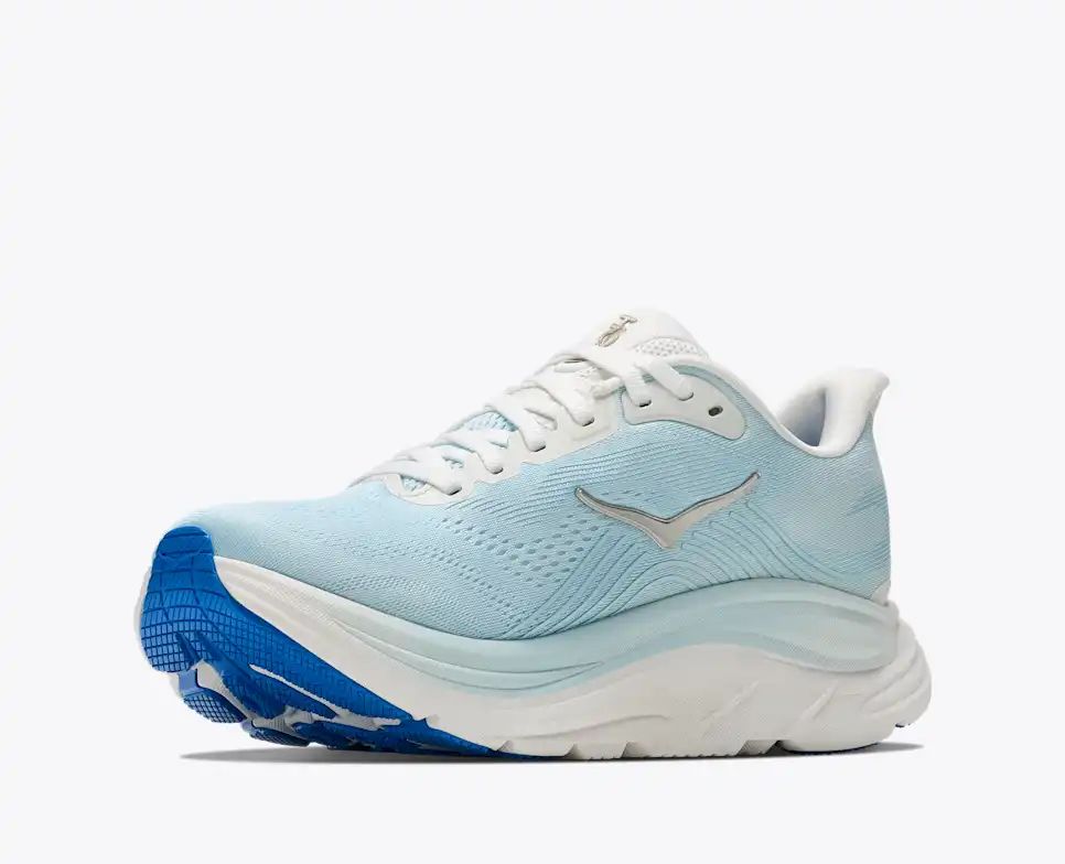 HOKA Bondi 8 Women's Men's Shoes | Light Blue & White Mesh Running Sneakers