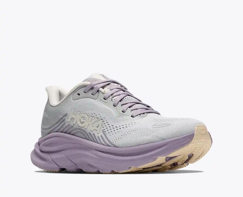 HOKA Bondi 8 Women's Men's Shoes | Light Gray & Lavender Purple Mesh Running Sneakers