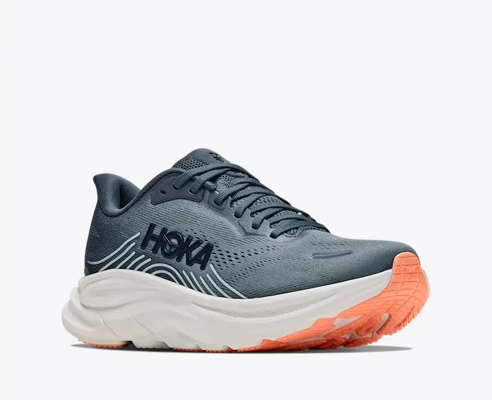 HOKA Bondi 8 Women's Men's Shoes | Slate Gray & Orange Mesh Running Sneakers