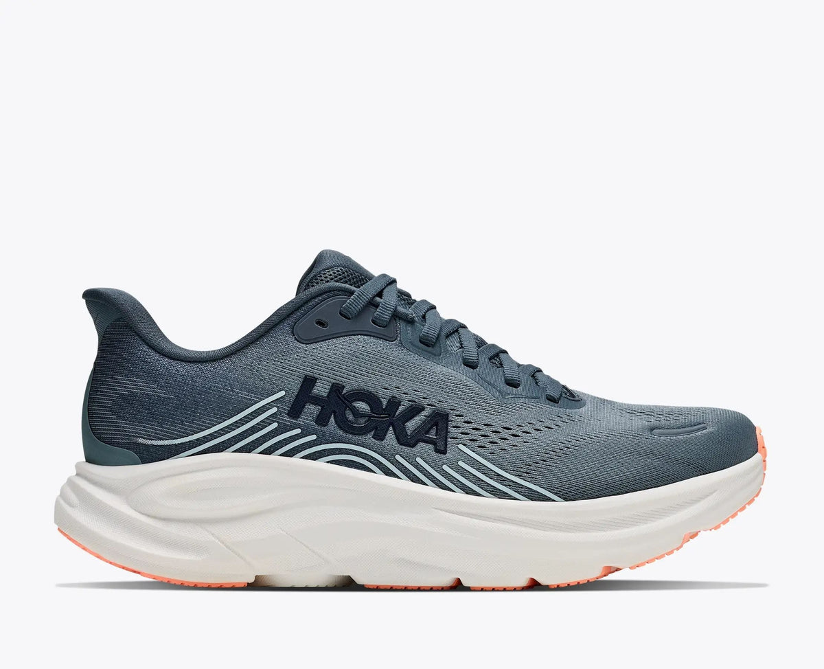 HOKA Bondi 8 Women's Men's Shoes | Slate Gray & Orange Mesh Running Sneakers